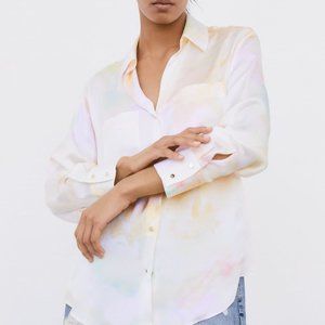 NEW WITH TAGS Oversized Zara Tie-Dye Button Down